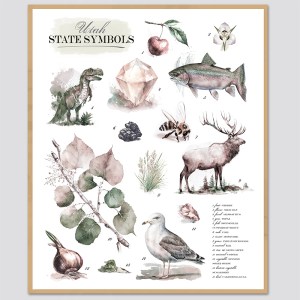 Utah State Symbols wall art print poster