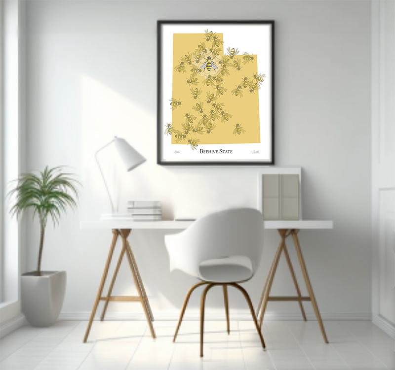 Beehive State Utah wall art prints and canvas