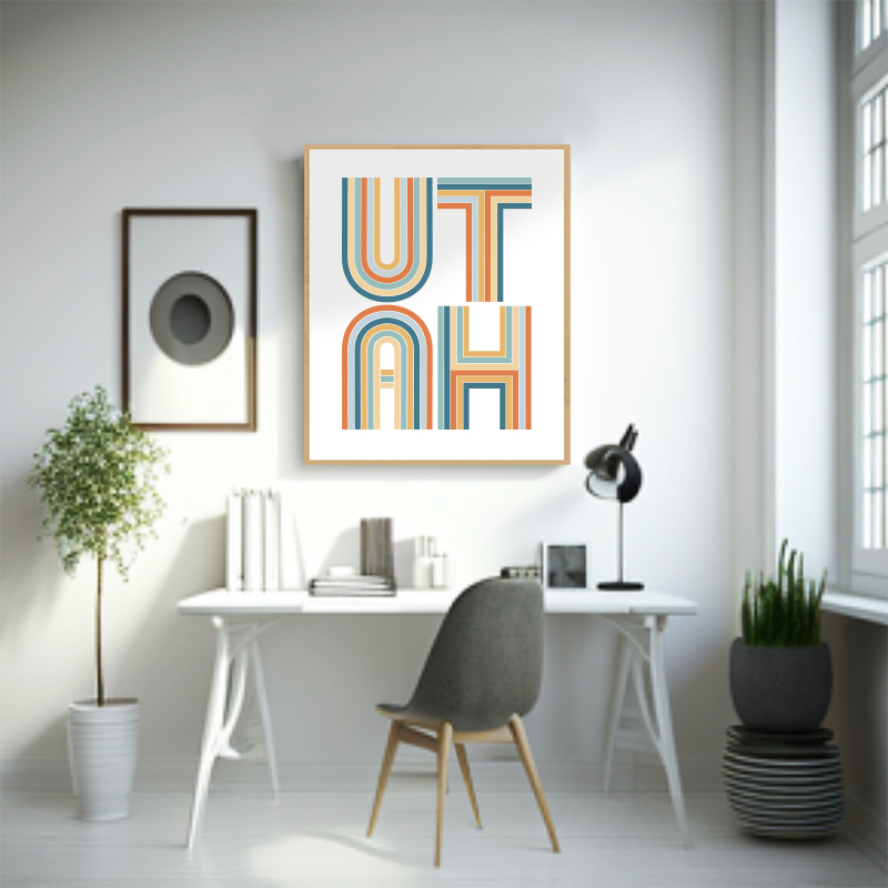 mod art UTAH in multi-color art prints